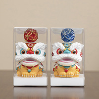 Ornement de danse du lion de style chinois haut de gamme, décoration créative en résine pour table à thé de bureau