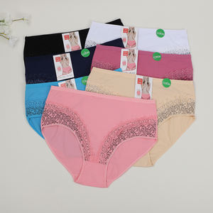 Big Butt <span class=keywords><strong>Fat</strong></span> Women 3xl 4xl 5xl Plus Size Puur Katoenen Mama Slipje Met Kanten Huid Gezond Hoogbouw Ondergoed Volledig Slips - Product Image 5