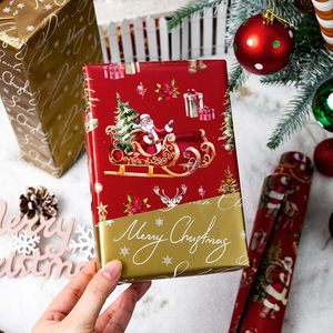 Burymento Christmas <b>Wrapping</b> <b>Paper</b> 17 In X 32.8 Ft Reversible Red Santa Sleigh Trees Design Gift Wrap - Product Image 3