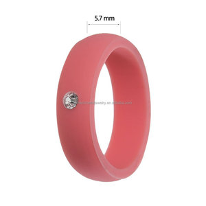 Women's 5.7mm <strong>Silicone</strong> <strong>Wedding</strong> Bands with Breathable Cubic Zirconia for Engagement Party Anniversary-Multi-Color Fashion <strong>Rings</strong> - Product Image 3