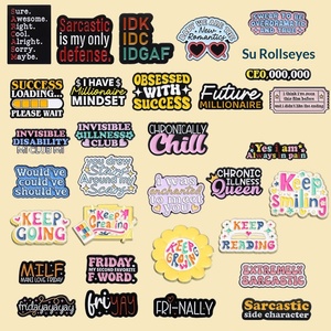 Nouvelle broche inspirante et amusante en forme de dessin animé avec <span class=keywords><strong>phrase</strong></span> anglaise peinte, badge créatif personnalisé en forme de lettre, épingle de revers en métal - Product Image 4