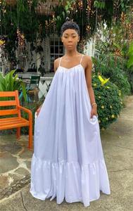 2024 nuovi abiti Slip larghi da donna S-5XL tinta unita senza maniche taglie forti stile Africa Europa abito lungo Casual - Product Image 4