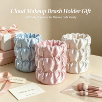 Support à pinceaux de maquillage en forme de nuage, organisateur cosmétique en satin soyeux et moelleux, rangement de bureau pour pinceaux, rouges à lèvres et stylos