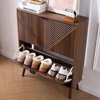 Meuble à chaussures de style farmhouse avec tiroirs rabattables, étagère de rangement étroite avec 4 pieds en bois, organisateur dissimulé pour entrée et couloir