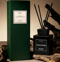 Diffuseur de parfum en verre noir de luxe personnalisé en usine avec bâtonnets noirs, capacité de 200 ml, parfum d'intérieur, hôtel, assainisseur d'air