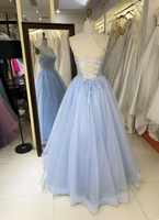 Robes de soirée LY-PD0228, robe de soirée trapèze, col en V, fleurs 3D, dentelle, corset, taille basque, robe de soirée scintillante, plusieurs couleurs