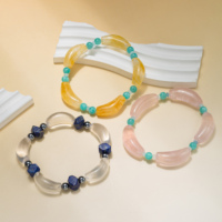 Bracelet en perles de cristaux naturels mélangés, avec breloque tube sculptée à la main, pierre de guérison spirituelle, fait main, cadeau d'anniversaire porte-bonheur