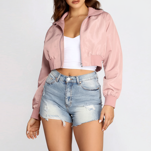 2026 Top Trendy New Fashion Women's Bomber Jacket Breathable Plus pink Size Casual Wear Cotton Filling Nylon Jacket - Product Image 1