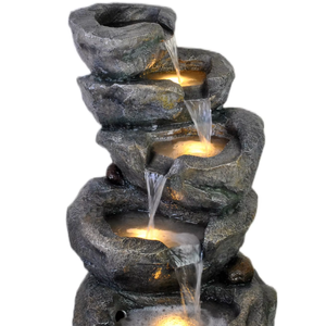 Elegante <span class=keywords><strong>fontana</strong></span> con ciotole in resina grige con giochi d'acqua a sfera di vetro <span class=keywords><strong>blu</strong></span> perfetti per l'arredamento all'aperto - Product Image 1