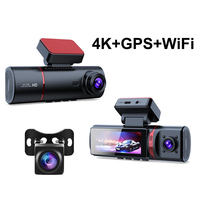 3 kanal Dashcam araba kamera 4K ön arka içinde kamera DVR Video kaydedici üçlü Lens Wifi GPS araba kara kutusu DVR