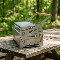 Portable 360 ° Barbecue rotatif au charbon de bois avec panier rotatif, barbecue de table pour le camping, les sorties en plein air et les aventures en extérieur