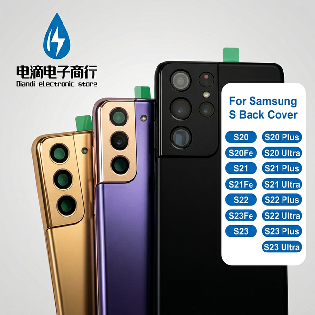 Diandi for Samsung S21 + S21 Ultra Back Cover Rear Housing Replacement Battery Case With Camera Lens Frame Repair Parts