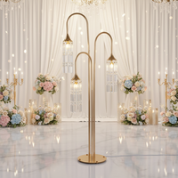 Lanterne de sol LED dorée en acrylique pour scène de mariage, 3 têtes, lampe de guidage, éclairage moderne pour mariage, décorations d'événements, 220V