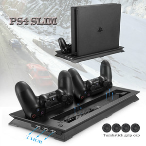 Suporte vertical para console, suporte vertical para console com ventilador de refrigeração, doca e espaços para armazenamento de jogos para playstation 4 <span class=keywords><strong>ps4</strong></span> slim - Product Image 2