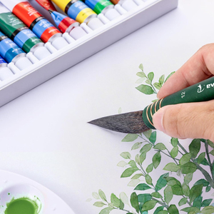 Set di pennelli per <span class=keywords><strong>pittura</strong></span> ad acquerello di alta classe in lana scoiattolo 4 pezzi Set di pennelli a punta rotonda verde - Product Image 5