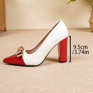 Xuanhui Ingrosso <span class=keywords><strong>Eleganti</strong></span> <span class=keywords><strong>Scarpe</strong></span> con Tacco Alto 9,5 cm in Pelle Verniciata di Alta Qualità con Fiocco e Punta a Spillo per Signore - Product Image 6