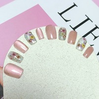 10 Tailles de Faux Ongles Courts Faits Main à Coller, Design Premium Fleur Séchée Effet Œil de Chat, Amovibles et Réutilisables
