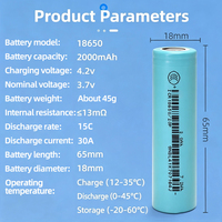 Batteries cylindriques rechargeables au lithium-ion haute puissance 18650 20P 3.7V 2000mAh 15C 30A pour outils de jardinage