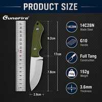 Couteau de cou à lame fixe personnalisé, couteau de poche droit en acier 14C28N, manche G10, couteau utilitaire EDC avec étui pour camping et chasse GT0191