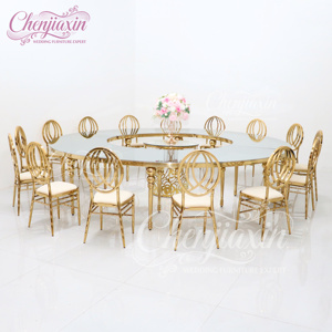 Sedie e Tavoli Chiavari in Metallo Dorato di Lusso per Eventi e Feste, Arredamento Moderno Impilabile per Camere d'Albergo e Banchetti - Product Image 3