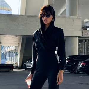 New Fasonable Slim Fit Tsrt Long Sleeved <b>Cross</b> Tie Ooded Crop <b>Top</b> Wit Digital Printing Casual Style - Product Image 4