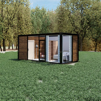 Maison conteneur préfabriquée de luxe moderne 40 pieds, structure en acier, mini-appartement, salle de bain, mur en verre, entièrement meublée, modulaire