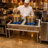 Cuisinière à gaz commerciale avec trois brûleurs et commande de valve indépendante, allumage manuel, acier inoxydable, 2 brûleurs