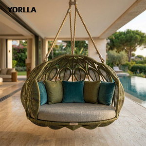 Mobilier extérieur <span class=keywords><strong>suspendu</strong></span> de lit d'oscillation de cadre en aluminium moderne de corde pour des villas de cours d'hôtels - Product Image 1