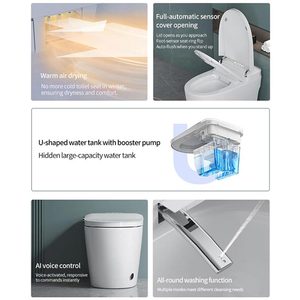 WC intelligent sans réservoir MWD avec bidet intégré, chasse d'eau automatique par capteur au pied, siège chauffant et télécommande pour hôtel moderne - Product Image 5