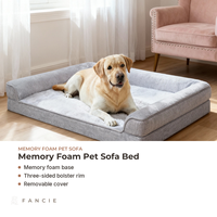 Lit pour chien en mousse à mémoire de forme semi-fermé, type canapé, avec housse amovible, lit moelleux pour chiens de petite, moyenne et grande taille