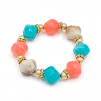Perles irrégulières multicolores 19*18mm, bijoux en perles acryliques, bracelet pour femmes