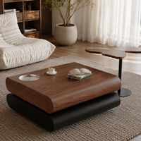 Mesa de Centro Moderna de Madera de Nogal con Juego de Mesas Auxiliares Giratorias, Muebles de Sala de Estar de Mediados de Siglo