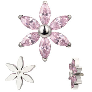 2023 más nuevo al por mayor Piercing para el cuerpo joyería sol flor labio anillos Helix colorido 6 Marquise CZ Labret Top - Product Image 5