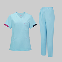 Ensemble de blouses médicales en tissu tricoté doux, uniforme d'infirmière unisexe, vêtements de travail pour hôpital, lavage des mains, antibactérien, antistatique