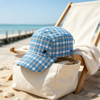 Casquette de camping 5 panneaux à séchage rapide, motif écossais imprimé par sublimation, unisexe, pour la pêche, la plage et les voyages, direct usine, marque privée