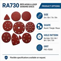 Discos Abrasivos Rojos de 5 Pulgadas (150 mm) con 8 Agujeros y Velcro, Discos de Lijado de Grano 120, Papel de Lija Redondo