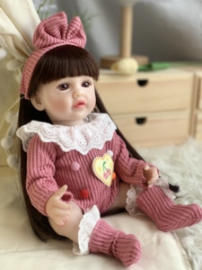 R&amp;B Wholesale Inch Bebek Kit Boneca <strong>Bambole</strong> Soft Elastic Black Dress Boy Drink <strong>Silicone</strong> Reborn Baby Dolls - Product Image 3