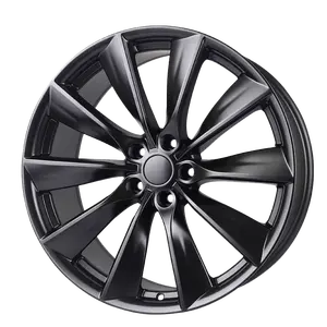 Velg grosir velg aluminium roda 19/22 inci Jwl melalui Alloy hitam menyesuaikan warna wajah mesin Material cocok untuk TESLA