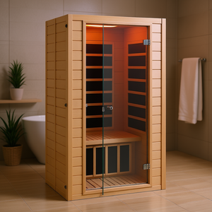 Sauna de Infrarrojos Lejanos de Madera para 1-2 Personas, Spa en Casa, Diseño Moderno, Ecológico, Alimentación por Enchufe 220-240V - Product Image 2