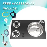 Cuisinière et évier double brûleur JDA, gain de place, en acier inoxydable SS304, cuisine mobile pour camping-car, caravane et fourgonnette