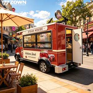 ZOWN Portable Electric Food Cart Coffee Van Hot Dog Truck <b>Foldable</b> <b>Table</b> Double Sinks Customized Color Luxury Fashionable Tow - Product Image 1