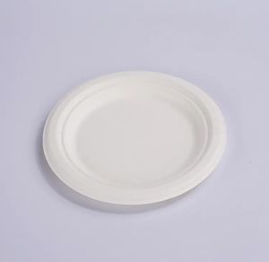 Bpa חינם compostable 9 אינץ כבד 125-חבילה חד פעמיות עגול צלחת נייר צלחת biodetemed מתכלה סיב קנה קנה סוכר - Product Image 2