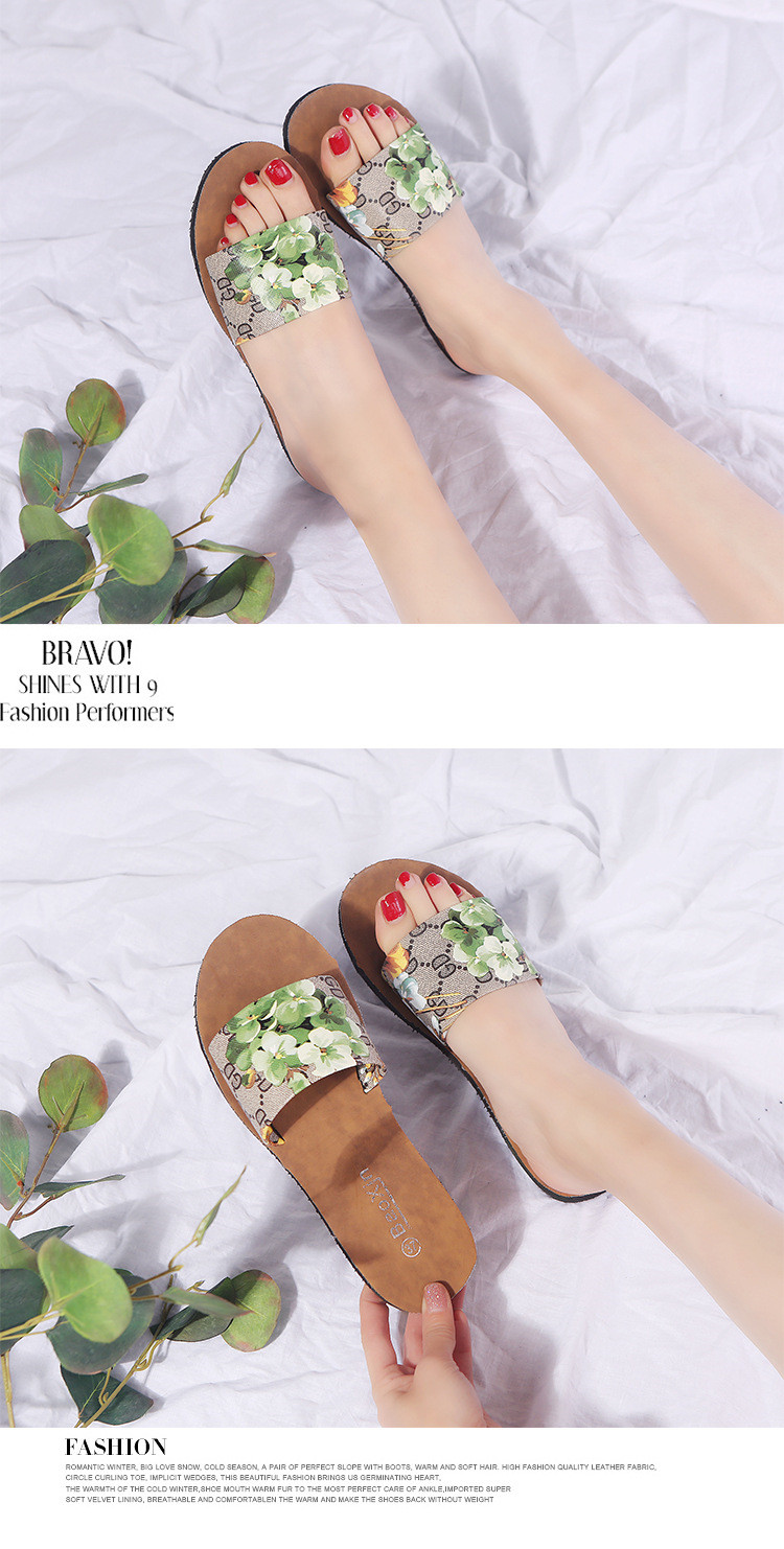 2021 Summer Cork Slippers Beach Flat Slides Shoes Plus Size Casual Sandals Non-slip Platform Slippers
