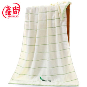 Toalla de baño Xinshang de té verde, 70x140cm, a rayas, de algodón absorbente, toalla grande para uso doméstico o como regalo. - Product Image 4
