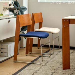 Silla de comedor de madera maciza con asiento tapizado, estilo escandinavo moderno para sala de estar y comedor - Product Image 5