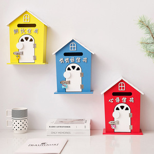 Boîte aux lettres en bois, décoration de maison, chambre d'enfant, style rustique, 4 pièces, support mural en MDF pour chambres d'enfants - Product Image 2