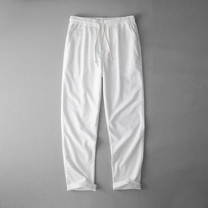Soft Breathable Fabric Elastic Waist Drawstring Side Pockets Daily Casual Streetwear Loose Fit <strong>Cuffed</strong> Ankle Mens Jogger Pants - Product Image 1