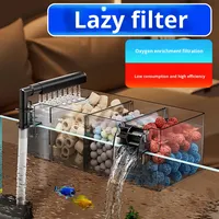 Nouvelle boîte de filtration PC pour aquarium 3-en-1 : purification de l'eau, circulation, petite cascade, oxygénation, rectangulaire, murale