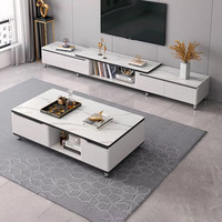 Meuble TV multifonctionnel minimaliste moderne pour petit appartement, combinaison table basse en pierre pour salon