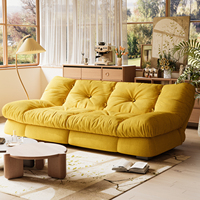 Popular Sofá Cama Moderno Nube en Crema de Terciopelo, Sofá Doble Plegable Día y Noche para Sala de Estar, Muebles para el Hogar